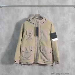 Men's Jackets Stones Island Jacket Loose Fitting Lamb Wool Chest Pocket Zipper Men and Women's Winter Cotton Y9G2