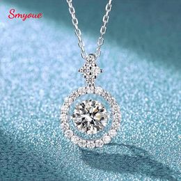 Pendant Necklaces Smyoue 1/0.8 CT Pendant For Women Simulated Diamond Necklace S925 Sterling Silver Jewelry Girl Valentine's Day Gift 231020