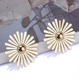 Dangle Earrings Fashion Shiny Gold Silver Colour Sun Flower Jewellery For Women Trend Punk Umbrella Shape Metal Drop Woman