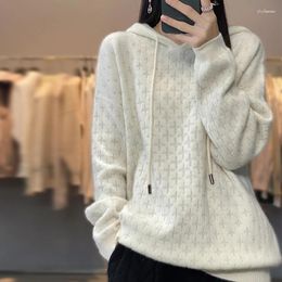 Women's Sweaters Cashmere Sweater Pullover Autumn And Winter Knitting 100 Pure Wool Hooded Loose Fitting Long Sleeved Produ