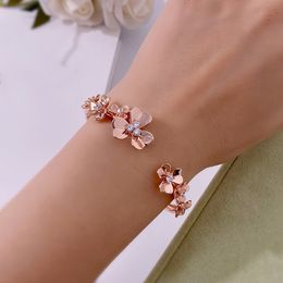 four leaf clover bangle Made of natural shells and natural agate Gold Plated 18K designer for woman T0P quality official reproductions brand designer 007