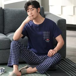 Men's Sleepwear Pyjamas Size Big Set Short Leisure Men Male Clothing Sleeve Home Cotton Pyjamas Knited