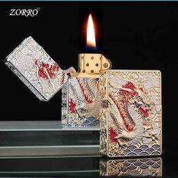 Lighters ZORRO Kerosene Lighter 1024 Double-sided Veyron Armor Old-fashioned Grinding Wheel Windproof Personalized Men's Gift