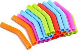 High Quality Silicone Straw Elbow Wide Stainless Steel Reusable Cover Soft Drink Tip for OD Straws Juice Coffee Milk Multicolor -6 8mm