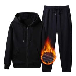 Men's Tracksuits Comfortable Men Tracksuit Casual Set with Hooded Zipper Placket Coat Jogger Pants for Autumn Winter Wear 231023