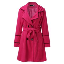 Womens Trench Coats Jacket Women Plus Size Vintage Slim Faux Wool Thin Coat Winter Clothes Warm Long Overcoat Outwear 231023