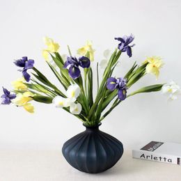 Decorative Flowers Artificial Iris Flower Branch PU Purple Spring Wedding Decor Home Table Flores Outdoor Party Supplies Fake Plants