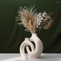 Vases European Ceramic White Vase Combination Ins Style Creative Hydroponic Dry Flower Household Decoration