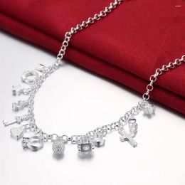 Pendants Factory Direct 925 Sterling Silver 18 Inch Shiny Zircon Key Moon Heart Star Cross All-match Necklace Gift Fine Jewelry