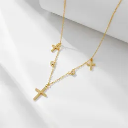 Pendants 925 Sterling Silver Stackable Cross Choker Necklace Chain For Women Wedding Engagement Fine Jewellery