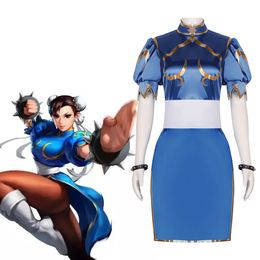 Fighter Street Chunli Cos Cheongsam Lion Dance Cosplay Animation Halloween Costume play tume