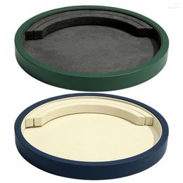 Jewellery Pouches PU Leather Round Display Tray Storage Plate Organiser For Sundries