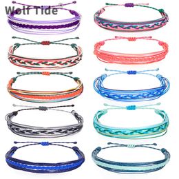 New Bohemian Style Woven Lucky Voso Bracelet Multi-Color Wax Rope Girl Friendship Twist Braid Beach Rope Bracelets Adjustable Jewelry Accessories Wholesale