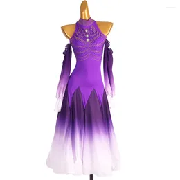 Stage Wear Waltz Ballroom Dress Ball Gowns Rhinestones Backless Dance Team Uniform Competition Costume Performance Clothes Outfits