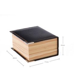 Top Quality Faux Leather Wood Grain Cuff Button Box Cuff Link Packaging Box Gift Box Cufflink Boxes