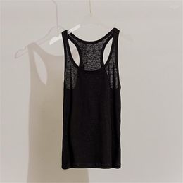 Women's Tanks Women's 2023 High Quality Spring And Summer Pullover Slim Fit Black Shoulder Sleeveless Cotton T-shirt Tank Top