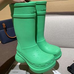 Ankle boots balenciashoes Women's Long Rain Boots High Rain Boots Thick Sole Boots HOLIL
