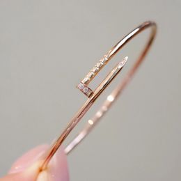 Love Gold Nail Designer Bracelet Bangles for Women Mens Stainless Steel Armband Pulsera Pulseras Silver Rose Jewellery Diamond Geometry Party Bracelets
