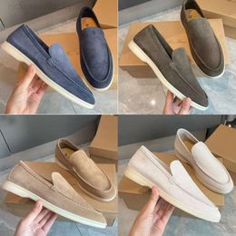 Loro Piano Loro Pianaa Shoes Top Men's Casual Loafers Flat Low Top Suede Cow Leather Oxfords Moccasins Summer Walk Comfort Loafer Slip on Rubber Sole Flats Eu38-45 T2