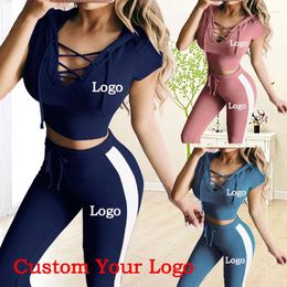 Women's Two Piece Pants Casual Sports Yoga Fitness Suit Hoodie Sportswear Two-piece Customise Your Logo