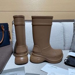 Ankle boots balenciashoes Women's Long Rain Boots High Rain Boots Thick Sole Boots YVQKL