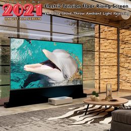 120 Inch Electric Portable Projection Screen For Ambient Light Rejecting Ultra Short Throw Laser 4k Projector