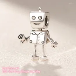 Loose Gemstones Valentine's Day 925 Sterling Silver RoBot Charm Beads Fit Original Charms Bracelet DIY Jewellery