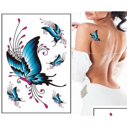 Temporary Tattoos Tattoo Sticker Waterproo Women039S 3D F Body Art Decals Fake Tatoo Taty Butterfly Tattoo3347462 Drop Delivery Heal Dhwms