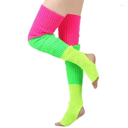 Women Socks Cable Knitted Stockings Color Contrast Over Knee Thigh High Long Fashion Y2K Aesthetic For Autumn Winter