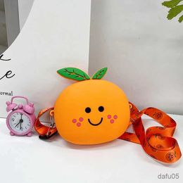 Handbags Cartoon Fruit Children's Silica Mini Coin Purse Cute Kids Shoulder Bags Small Crossbody Bags Lovely Girls Orange Handbags