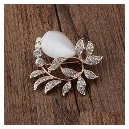 Pins Brooches Cr Jewelry New European Version Of Opal Brooch Flower Pin Female Fashion Creative Clothing Accessories Manufacturers Wh Dh1Dz