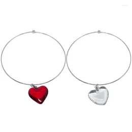Pendant Necklaces Unique Crystal Heart Necklace Fashion Sweet Cool Clavicle Chain Y2K Ribbon Choker Jewelry Gift Female