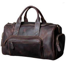 Duffel Bags Retro Brand Designer Business Trip Travel For Man Outdoor Genuine Leather Shoe Duffle Bag Male Coffee Black Bolsos De Viaje