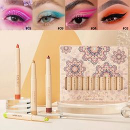 Eye Shadow Eyeshadow Pencil Set 12 Colors Long Lasting Glitter Shimmer Liner Pen Highlighter Silkworm Eyes Makeup Tools 231023