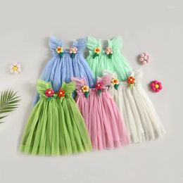 Girl Dresses 0-5Y Baby Girls Tulle Dress Kids Summer Clothing 2023 Flower Sleeveless Sling Tutu Toddler Party Princess