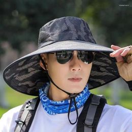 Berets Summer Men's Camouflage Hat 11cm Sun Visor Outdoor Hiking Fishing Sandal Hats For Men