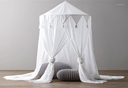 Kid Baby Bed Canopy Bedcover Mosquito Net Curtain Bedding Round Dome Tent Cotton Hung Dome Chiffon Pennant Fringed Mosquito Net1 V9340203