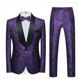 Men's Suits Foreign Trade 2023 Multi-color Gold Jacquard Suit Two-piece Dress Groom Stage Optional