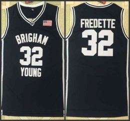 CUSTOM College Basketball Wears College Men's Brigham Young Cougars #32 Jimmer Fredette 2010-11 Navy Blue College Basketball BYU Cougars Jer