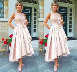 Mother Of The Bride Champagne New Mother's Dresses Custom Plus Size O-Neck Sleeveless A Line Satin Beaded Sequins Zipper Lace Up Bow