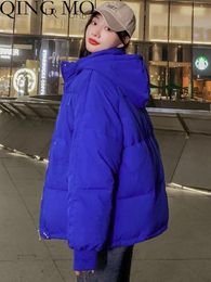 Women's Trench Coats QING MO Short Sustans Cotton Jacket Women Korean Loose 2023 Autumn Winter Thickened Parkas Coat Blue Black ZXF3582