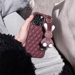 Fashion designer phone case Floral Rabbit pattern wristband stand Cartoon phone case iPhone 15 14 14Pro 14Plus 13 12 Mini 11 Pro X XS Max Deluxe Drop case