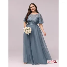 Plus Size Dresses Elegant Women Wedding Dress 9XL Ladies Embroidery Lace Sequin Evening Party Long Female Prom Vestido