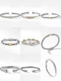 Bracelet Dy Designer Twisted Pearl Head Men Women Fashion Versatile Twist Bracelets Jewelry Platinum Plated Wedding Perfect Gifts
