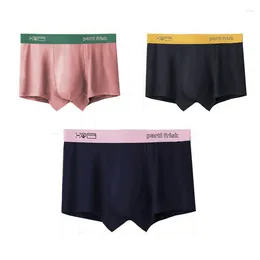 Underpants Summer Men's Ice Silk Underwear Ultra-thin Breathable Antibacterial Flat Corner Pants 3PCS