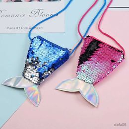 Handbags Women Mermaid Tail Sequins Coin Purse Girls Crossbody Bags Sling Money Change Card Wallet Purse Bag Pouch For Kids Gifts R231023