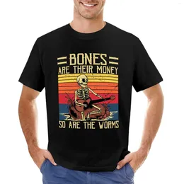 Men's Polos Bones Are Their Money Skeleton Playing Guitar Retro Vintage T-Shirt Korean Fashion Oversized T Shirts For Men