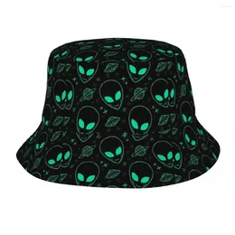 Berets Alien And UFO Space Star Pattern Bucket Hats Women Men Unisex Trendy Summer Fisherman Cap