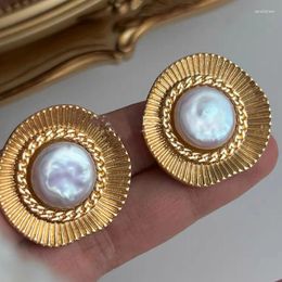 Stud Earrings 2023 Natural Freshwater Pearl 925 Sterling Silver Gourd-Shaped Women'S Birthday Party Exquisite Fine Jewellery