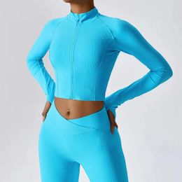 Active Shirts Women Yoga Top Fitness Long Sleeved Sports Jacket Quick Drying Gym Running Clothing Exercise Outwear